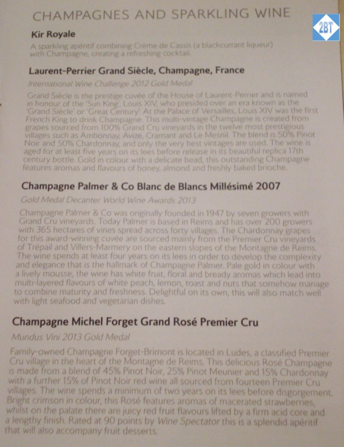 BA 196 First Class Menu 2