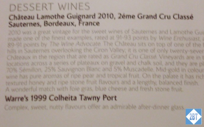 BA 196 First Class Menu 5