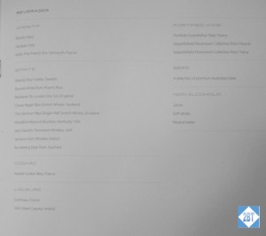 QF 8 First Class Beverage List