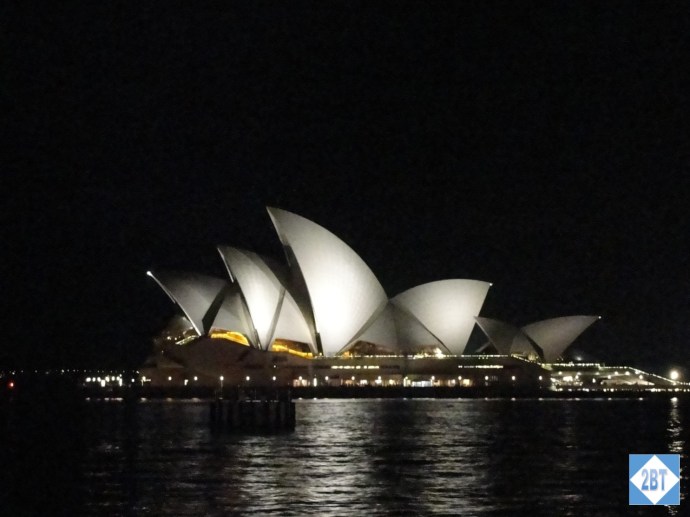 The Opera House in profile at night