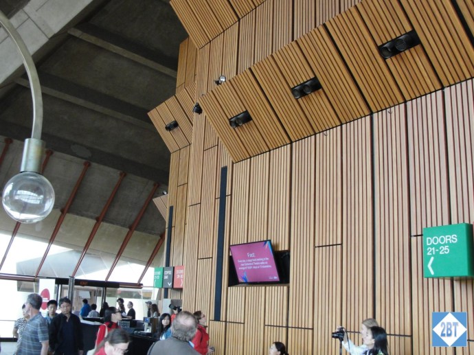 All the beautiful blonde wood extends to the lobby