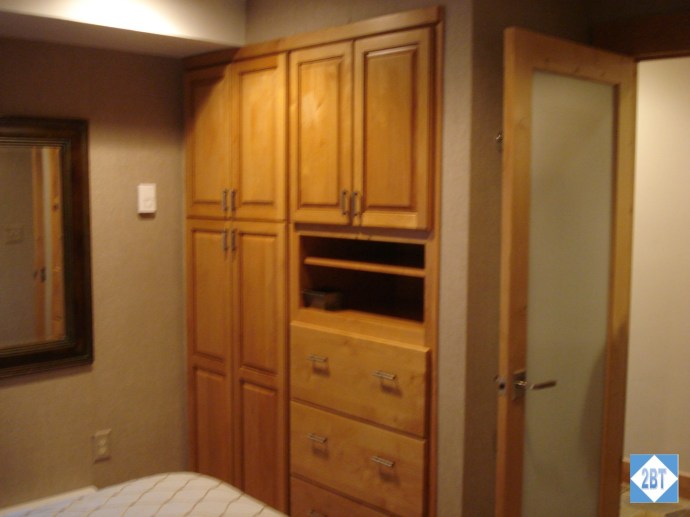 Bedroom cabinetry built right into the wall