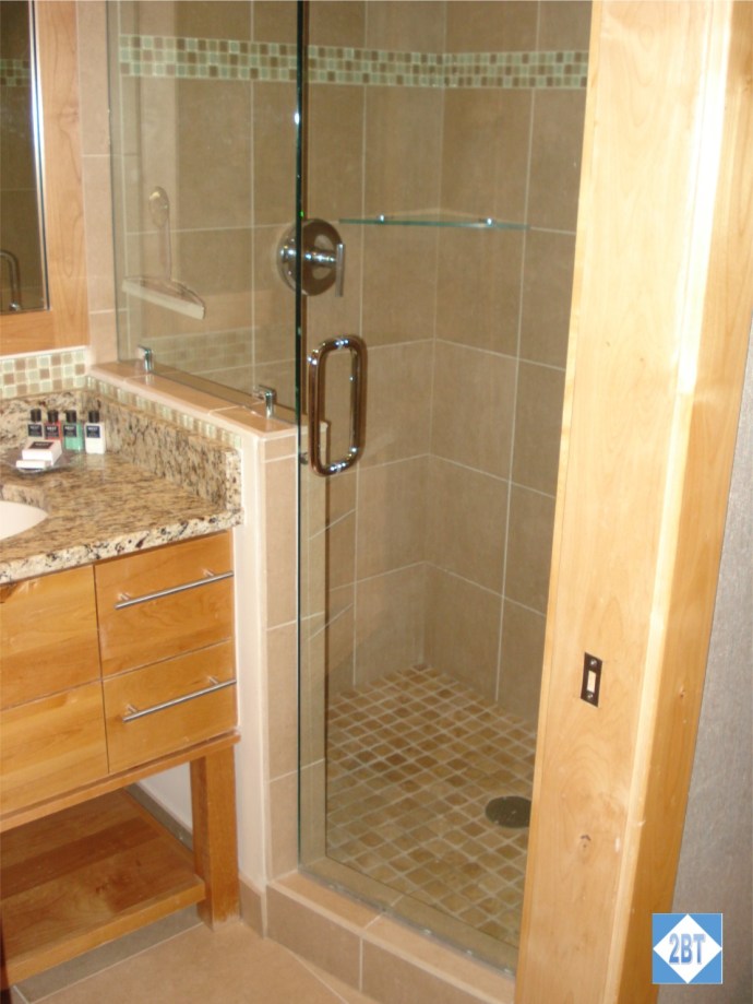 Shower on one side of the master bathroom