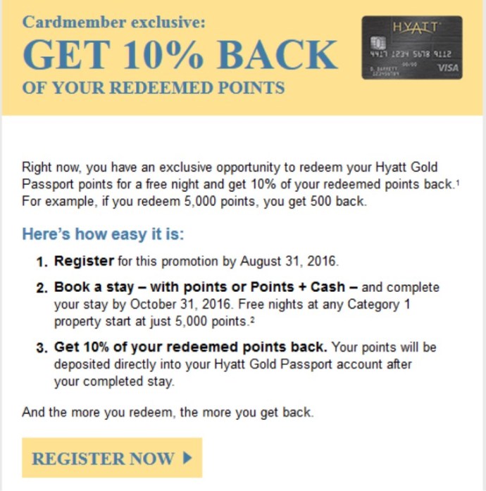 2016-07-11 Hyatt Points Back Promo
