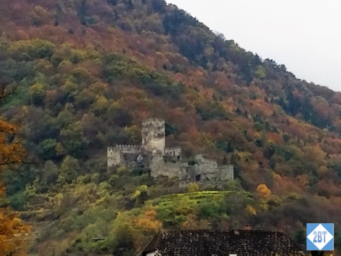 Ruins of a castle overlooks the Danube River in the Wachau Valley